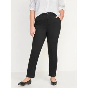 Old Navy Skinny Stretch Pants Womens 16 Petite Black Twill Chino Cotton NEW